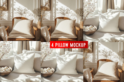 Pillow Mocku |Spring Pillow Mockup | Floral Cushion Mockup Product Image 1