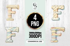 Decorative Letter F Alphabet Clipart Sublimation PNG Product Image 1