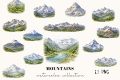 Watercolor Mountains Clipart Set Product Image 1
