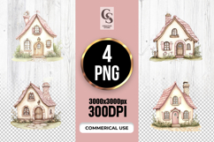 Cute Pink Cottage House Clipart Sublimation PNG Product Image 1