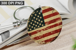 4Th Of July Flag Keychain Sublimation - Round Keychain PNG Product Image 1
