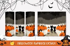 Cute Halloween Cats Tumbler, Halloween Pumpkins Tumbler Product Image 1