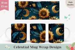 Night Sky Mug Wrap Design, Sunflowers Mug Design, Moon Mug Product Image 1