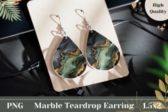 Marble Teardrop Earrings, Green and Gold Earrings Design Product Image 1