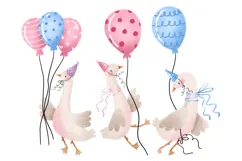Goose Birthday Blue and Pink Air Balloons. Baby Girl and Boy Product Image 1