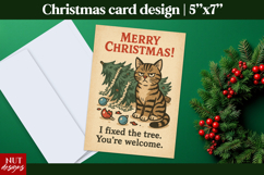 Vintage Christmas Cards Funny Cat Christmas Card Design Product Image 1