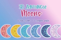 3D Zentangle Moons - 6 SVG items / 3 layers each Product Image 1