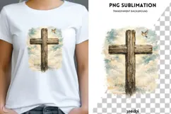 Rustic Cross PNG, Watercolor Christian Cross Clipart Product Image 1