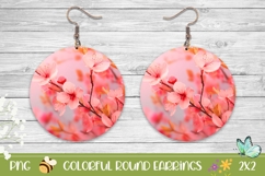 Floral Earrings Design, Sakura Round Earrings Sublimation Product Image 1