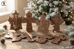 Nativity Cross Ornaments SVG Bundle | Christmas | Laser Cut Product Image 1