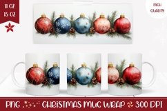 Christmas Baubles Mug Design, Winter Mug Wrap Product Image 1