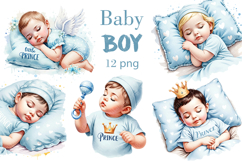 Baby BOY Clipart, Baby Little Prince Clipart Set Product Image 1