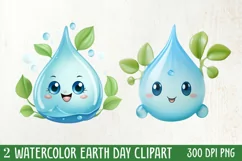 Watercolor Earth Day Clipart, Planet Earth Clipart Product Image 1