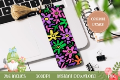 Neon Flowers Bookmark, Cartoon Flowers Sublimation Product Image 1