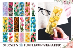 Cartoon Tulips Bookmark Bundle, Floral Bookmarks Product Image 1