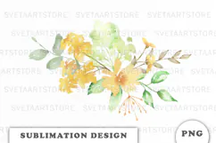 Watercolor Flowers Bouquet png Product Image 1