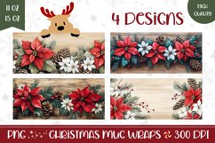 Christmas Poinsettia Mug Wrap Design, Christmas Mug Wrap Product Image 1