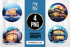 Modern House Clipart Sublimation PNG Product Image 1