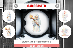 Grumpy Anti Social Ghost Car Coaster Product Image 1