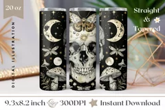 Mystical Tumbler Wrap Design, Skull Tumbler Sublimation PNG Product Image 1