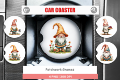 Patchwork Gnomes Car Coaster Product Image 1