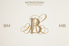 MB BM Wedding Monogram Logo | Elegant Initials Vector Product Image 1