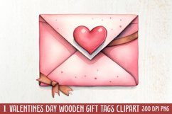 Retro Valentine Watercolor Clipart, Pink Valentine Product Image 1