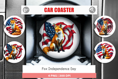 Car Coaster Fox 4th of July Product Image 1