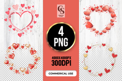 Red Gold Heart Wreath Frame Clipart Sublimation PNG Product Image 1