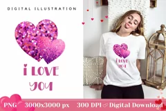 I love You Illustration, Valentine's Day Sublimation Designs Product Image 1