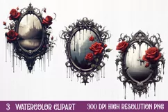 Gothic Halloween Watercolor Clipart PNG, Halloween PNG Product Image 1