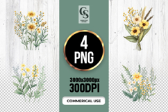 Yellow Wildflower Bouquet Clipart Sublimation PNG Product Image 1