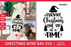 Christmas Wine Bag Quotes SVG | One Sip At A Time Product Image 1
