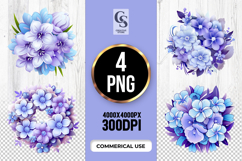 Blue Purple Floral Bouquet Clipart Sublimation PNG Product Image 1