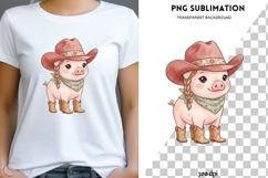 Cowgirl Pig PNG, Cute Western Pig Clipart, Farm Animal Product Image 1