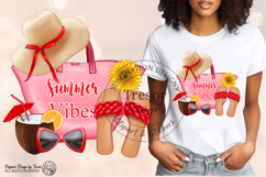 Red Summer Vibes Beach Tote Design -Tropical Vacation Style Product Image 3