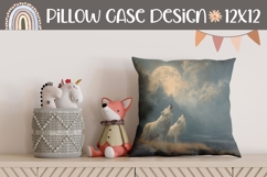 Wolf Pillow Case Design, Moon Pillow Sublimation Product Image 1