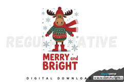 Merry and Bright, Merry Christmas Sublimation PNG Product Image 1