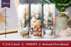 Christmas Tumbler Wrap, Christmas Little Bear Sublimation Product Image 1