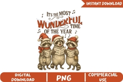 Christmas Raccoon Carolers Sublimation, Christmas Png Product Image 1