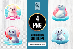 Cute Baby Seal Love Heart Clipart Sublimation PNG Product Image 1