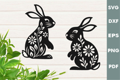Spring Bunny SVG Design|Easter Laser cut, Cricut, Silhouette Product Image 2