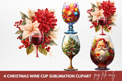Christmas Wine Cup Sublimation Clipart Product Image 1