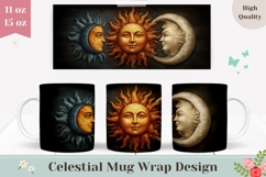 Moon Mug Wrap Design, Celestial Mug Sublimation, Sun Mug Product Image 1