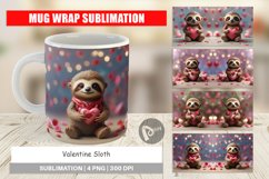 Mug sublimation design Valentine Sloth Product Image 1