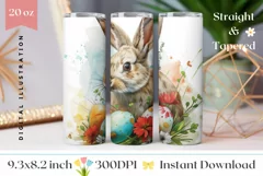 Easter Bunny Tumbler PNG, Watercolor Easter Tumbler Design Product Image 1