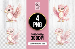 Cute Pink Griffin Watercolor Clipart Sublimation PNG Product Image 1