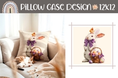 Easter Bunny Pillow Case PNG, Easter Eggs Pillow Design Product Image 1