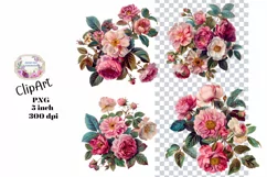 Flowers, Junk Journal, PNG, Clipart, Ephemera, Botanical Product Image 1