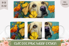 Labrador Mug Design, Labrador Dog Mug, Flowers Mug Wrap Product Image 1